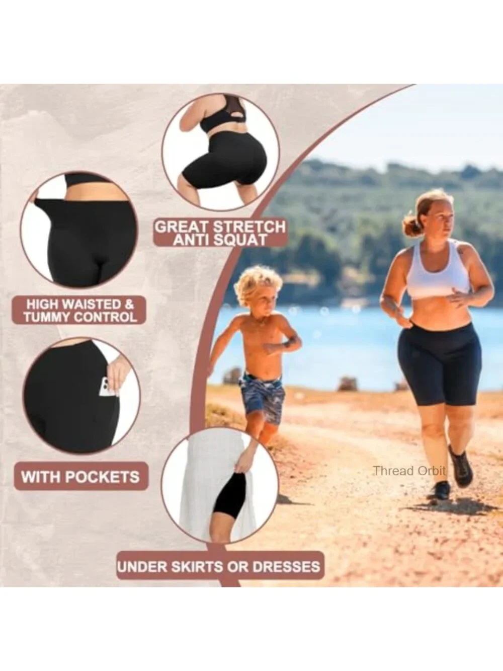 Plus Size High Waist Biker Shorts with Pockets